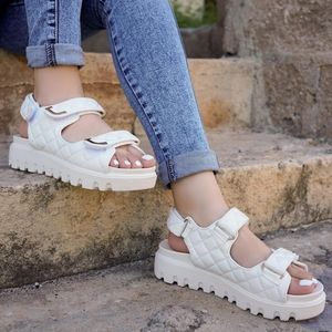 6, 8 & 8.5 🖤White Quilted Velcro Platform